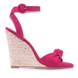Anabela Salto Alto Camurça Fucsia