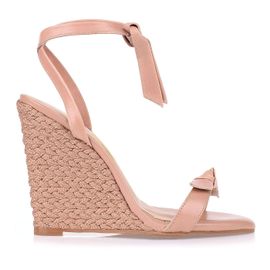 Anabela Salto Alto Lace Up New Nude