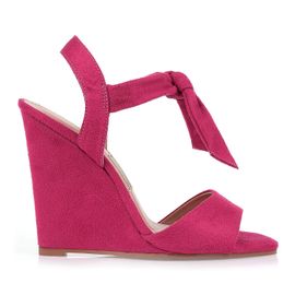 Anabela Salto Alto Camurça Fucsia
