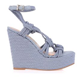 Plataforma Salto Alto Corda Rope Denim