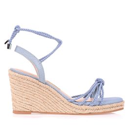 Plataforma Salto Alto Cordão Denim
