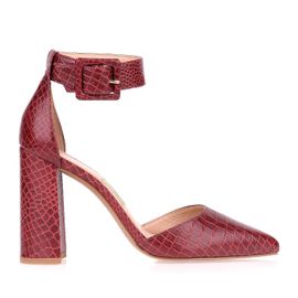 Scarpin Salto Alto Mini Croco Vermelho