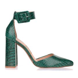 Scarpin Salto Bloco Alto Buckle