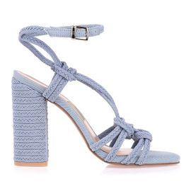 Sandália Salto Alto Corda Rope Denim