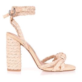 Sandália Salto Alto Raffia Braid Palha