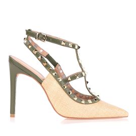 Slingback Salto Alto Rafia