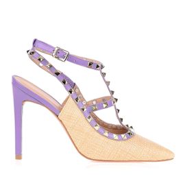 Slingback Salto Alto Rafia