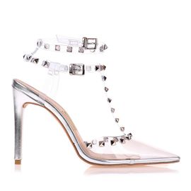 Slingback Salto Alto Vinil Cristal