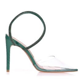 Slingback Salto Alto Vinil Cristal