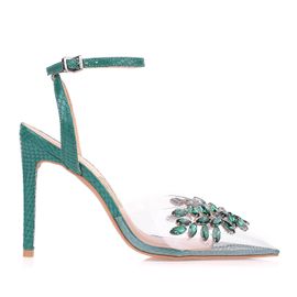 Slingback Salto Alto Vinil Cristal