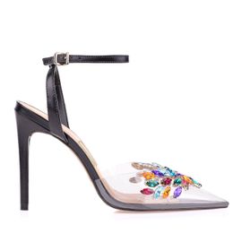 Slingback Salto Alto Vinil Cristal