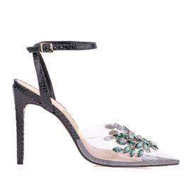 Slingback Salto Alto Vinil Cristal