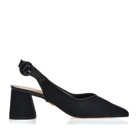 Slingback Salto Médio Lona Sol Nero