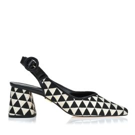 Slingback Salto Médio Triangle Preta