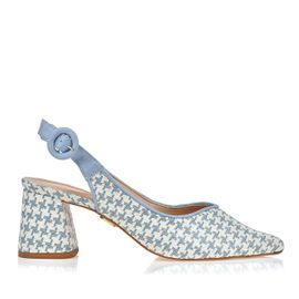 Slingback Salto Médio Gros Pied Poule Denim