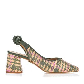 Slingback Salto Médio Plaid