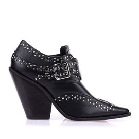 Ankle Boot Salto Alto Couro Preta