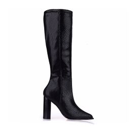 Bota Salto Alto New Snake Preto