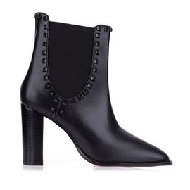 Bota Salto Alto Couro Preto