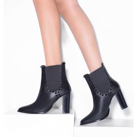 Bota Salto Alto Couro Preto