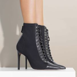 Bota Ankle Salto Alto Laced Mesh