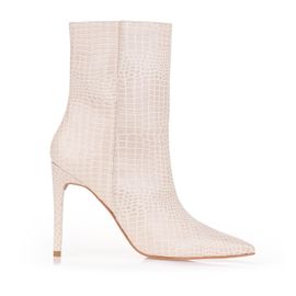 Bota Salto Alto Mini Croco Off White