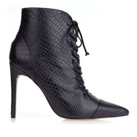 Bota Salto Alto Mini Croco Preto