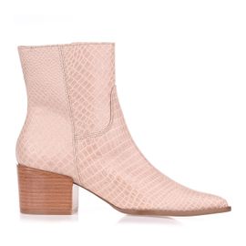Bota Salto Médio Mini Croco Nude