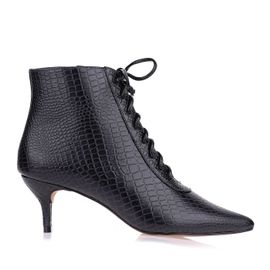 Bota Salto Médio Mini Croco Preto