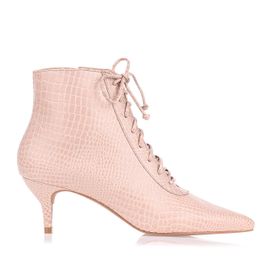 Bota Salto Médio Mini Croco Nude