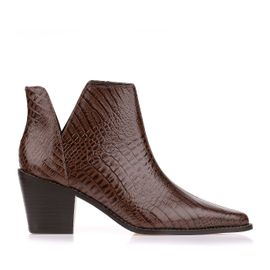 Bota Salto Médio Mini Croco Café