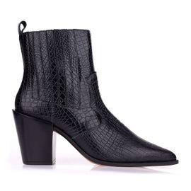 Bota Salto Médio Mini Croco Preto