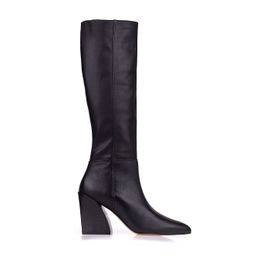 Bota Salto Bloco Curve Cano Alto