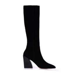 Bota Salto Bloco Curve Cano Alto