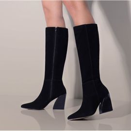 Bota Salto Bloco Curve Cano Alto