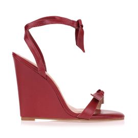 Anabela Salto Alto New Couro Scarlet