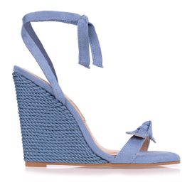 Anabela Salto Alto Camurça N.Denim