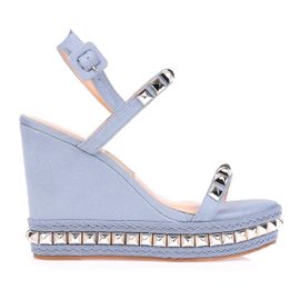 Plataforma Salto Alto Camurça Denim