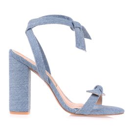 Sandália Salto Alto Jeans Denim