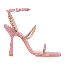 Sandália Salto Alto New Snake Rosa