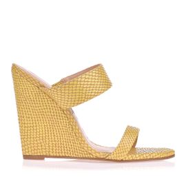 Anabela Salto Alto New Snake Mustard