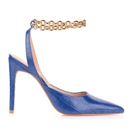Slingback Salto Alto Croco Safira