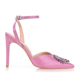 Slingback Salto Alto Croco Orchid
