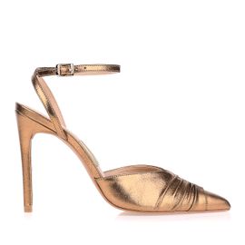 Slingback Salto Alto Grunge Ouro Velho