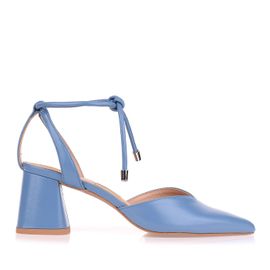 Slingback Salto Médio New Couro Denim