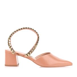 Slingback Salto Médio New Couro Tan