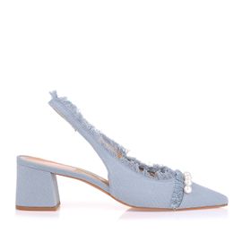 Slingback Salto Médio Lona Ari Denim