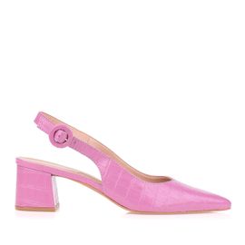 Slingback Salto Médio Croco Orchid