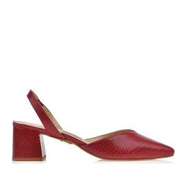 Slingback Salto Médio New Snake Scarlet