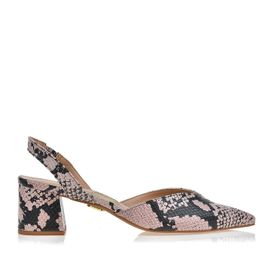 Slingback Salto Médio Anaconda Nude